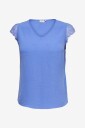 Only Carmakoma   Bluse carMetta S/L Lace O neck Top Wvn   Blå