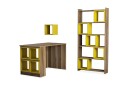 Skrivebord Amtorp 120cm med Oppbevaring Hylle+Vegghylle+Bokh   Brun/Gul