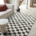 Ryetepper   Methoni Check Cotton Shaggy krem/grønn Størrelse: 80 x 150 cm
