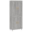  Highboard grå sonoma 69,5x34x180 cm konstruert tre