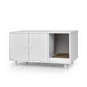 2 i 1 sidebord og katteskap med skrapebrett Kattesøppel 90 x 50 x 50 cm Sofabord Hvit