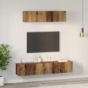  TV benk sett 4 pcs Gammelt tre Medium Konstruert tre