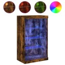 vidaXL Skjenk med LED-lys røkt eik 60,5x37x100 cm