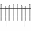 Hagegjerde med spydtopp stål (1,5-1,75)x5,1 m svart