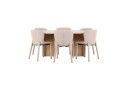 Venture Home Spisegruppe Strada Rund 120/170 cm Hvit med Astoria Stoler 6 stk Beige 6 stk Beige