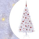  Kunstig juletre med 150 LED med stativ Hvit 150 cm PVC og stål