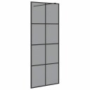  Walk in Dusjvegg Svart 80 x 195 cm herdet glass