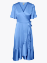 Y.A.S Thea 2/4 Midi Wrap Dress Blå 38