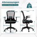 Ergonomisk kontorstol med flip up armer og korsryggstøtte