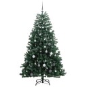  Kunstig hengslet juletre med 300 LED og kulesett 180 cm