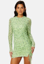 BUBBLEROOM Melandra mesh dress Green / Floral M