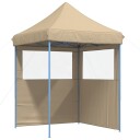  Sammenleggbart partytelt pop-up med 2 sidevegger beige 4004991
