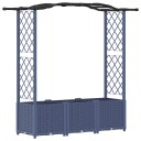 vidaXL Hevet Bed med Trellis og Tak Grå 164 x 40 x 138 cm PP
