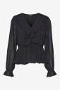 Vero Moda - Bluse vmDora L/S Frill Pleat Top - Svart
