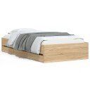 vidaXL Sengeramme med skuffer sonoma eik 75x190 cm konstruert tre 8721012245488