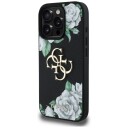Guess Grained Roses Big 4G Mobildeksel til iPhone 16 Pro - Svart