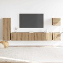  TV-skapsett 5 deler veggmontert artisan eik konstruert tre 8721158760944