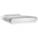 vidaXL Sengeramme med LED hvit 160x200 cm heltre
