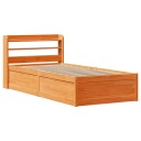  Sengeramme med hodegavl voksbrun 100x200 cm heltre furu 3307091