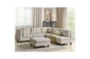 5 sits Hörnsoffa med fotpall Beliani Unstad Beige/svart Högervänd Polyester Beige Black  