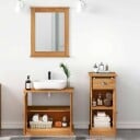  Baderomsinnredningssett 3 pcs Brun 37 x 34 x 80 cm Massiv furu
