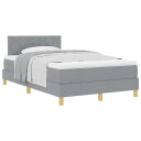  Box Spring Seng med Madrass Lysegrå 120x200 cm Stoff