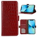 Crocodile Series iPhone 14 Lommebok-deksel i Lær med RFID Rød