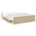  Sengeramme med skuffer sonoma eik 160x200 cm konstruert tre 8721102619342