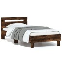 vidaXL Sengeramme med hodegavl røkt eik 90x200 cm konstruert tre 8721012238879