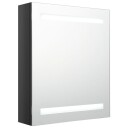  LED speilskap til bad blank svart 50x14x60 cm