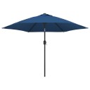 vidaXL Parasoll med LED-lys og stålstang 300 cm asur