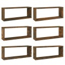  Vegghyller kube 6 stk røkt eik 60x15x23 cm konstruert tre 8720286956069