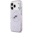 Karl Lagerfeld IML-glitter m. Karl & Choupette-hoder-logo, MagSafe-etui til iPhone 17 Pro – lilla