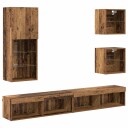  TV veggenheter med LED 5 pcs Gamle tre Konstruert tre