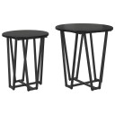  Sidetabellsett med 2 Svart eike MDF og Metall