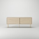 Decotique Vogue Mediabenk med Ben 136 cm White Pigmented Oak / Messing