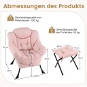 Loungestol med ottomansk – Sherpa stoff rosa