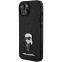Karl Lagerfeld Mobildeksel i Metall med Glitter for iPhone 15 Svart
