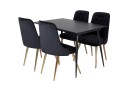 Silar Spisegruppe Forlengningsbar 120 cm Rektangulær med 4 Velvet Stoler - Sort