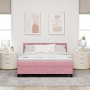  Bokfjær seng med madrass og LED Rosa 140x190 cm Fløyel