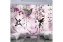 Fototapet Flying Hummingbirds Pink 200x140 - Finnes i flere størrelser