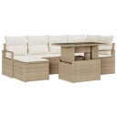  Hagesofa Set med pute 7 pcs beige og krem