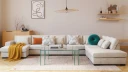 Grande Stor 7 seters U Sofa med Divan Venstre   Beige Fløyel