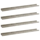 vidaXL Vegghyller 4 stk betonggr? 80x9x3 cm
