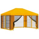  Hagepaviljong med sidevegger 4 × 3 m Gul Polyester og stål 190