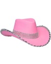 Rosa Cowboyhatt med Sølv Paljetter