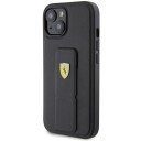 Ferrari Fehcp15sgspsik Iphone 15 / 14 / 13 6.1" Black/Black Hardcase Grip Stand Metal Logo