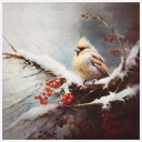 Winter's Feathered Perch Plakat Plakat / 50x50cm