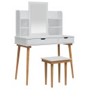 vidaXL Sminkebordsett FAUSKE 5 stk. Hvit 100 x 50 x 143 cm