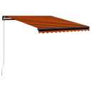 vidaXL Manuell uttrekkbar markise med LED 350x250 cm oransje og brun